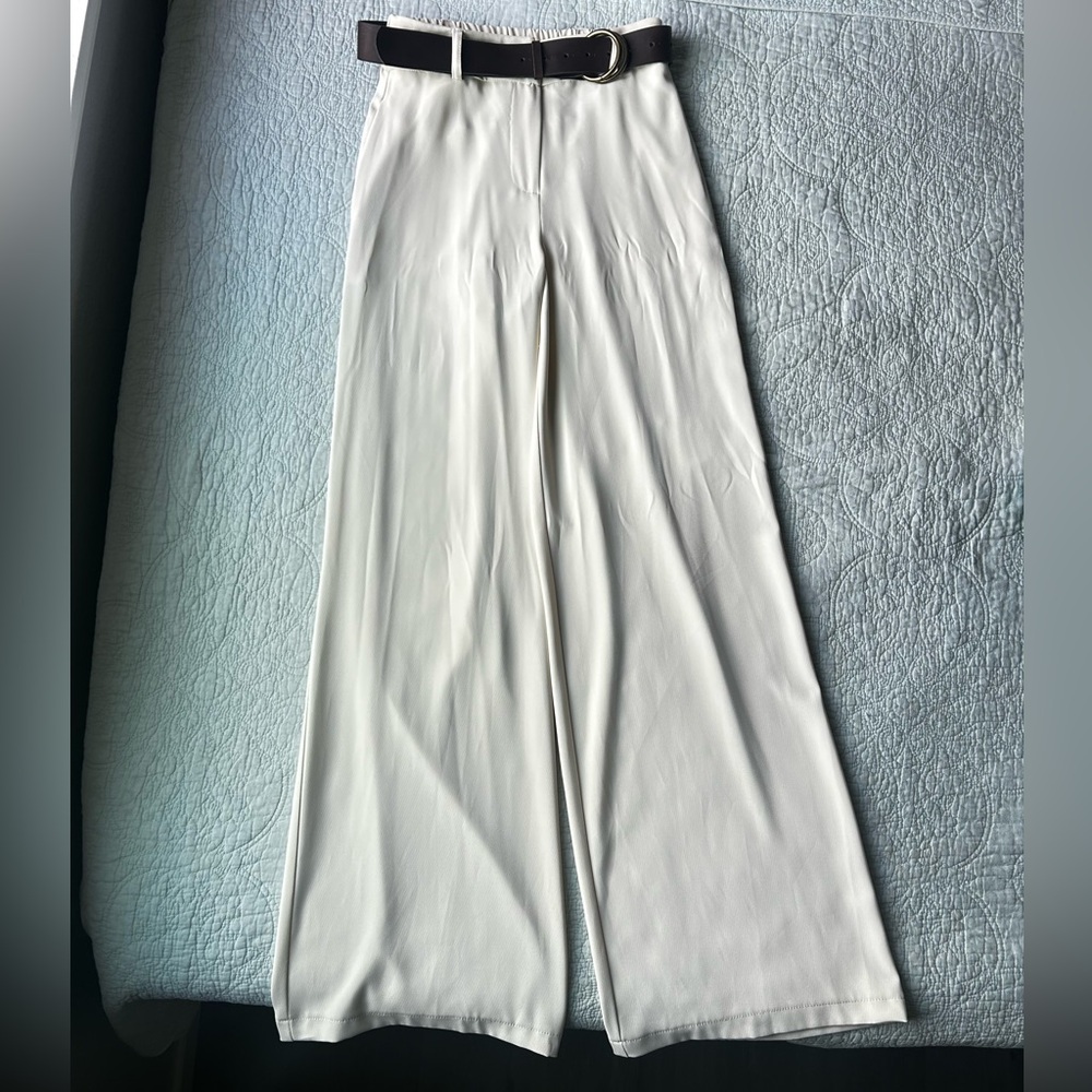 Chic Cream Women's Wide-Leg Trousers